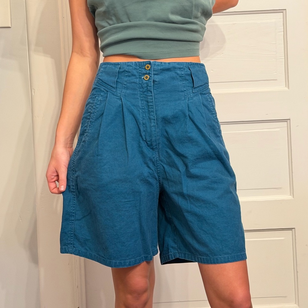 Teal High-Waisted Women's Shorts
